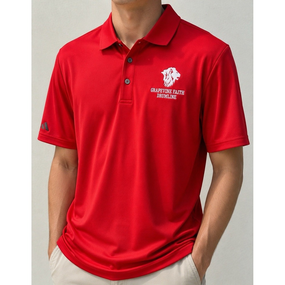 adidas Golf Men's Red Solid Short Sleeve Collared Polo Embroidered Logo M